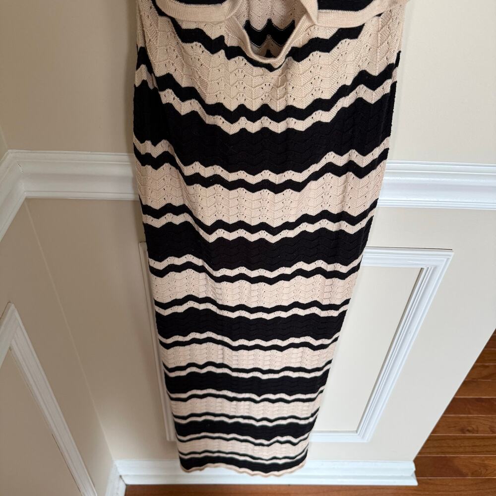 Seven Wonders Bohemian Vacation Style Zig-Zag Knit Ring Front MIDI Dress Summer - Picture 8 of 13